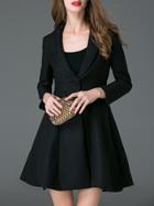 Shein Black Lapel A-line Dress