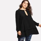 Shein Plus Cut Out Neck Tiered Top