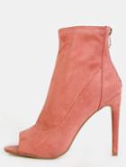 Shein Faux Suede Stiletto Ankle Boots Dusty Rose