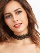 Shein Black Floral Lace Hollow Out Choker Necklace