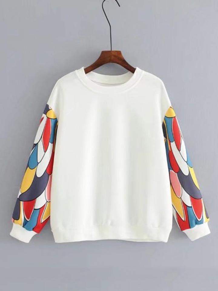 Shein Patchwork Sleeve Insert Sweatshirt