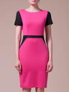 Shein Hot Pink Black Color Block Sheath Dress