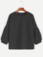Shein Black Drop Shoulder Lantern Sleeve T-shirt