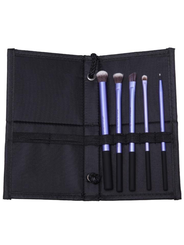 Shein Purple 5pcs Makeup Brushs With Cosmetic Bag