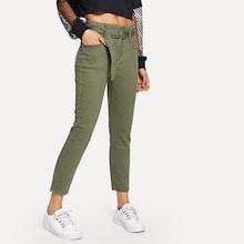 Shein Cropped Skinny Jeans With Buckle Belt