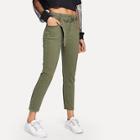 Shein Cropped Skinny Jeans With Buckle Belt