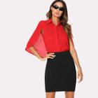 Shein Cape Sleeve Shirt & Skirt