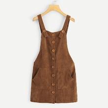 Shein Pocket Front Button Up Pinafore Dress