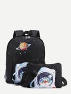 Shein Cartoon Print Canvas Combination Bag 2pcs