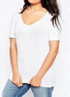 Rosewe Plus Size V Neck White T Shirt