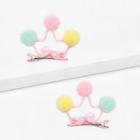 Shein Girls Pompom Decorated Crown Hair Clip 2pcs