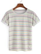Shein Multicolor Crew Neck Triangle Print T-shirt