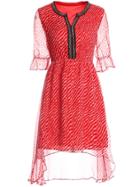 Shein Beading Zebra Print High Low Dress