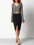 Shein Black Split Front Slim Skirt