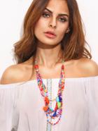 Shein Multicolor Beaded Tassel Trim Layered Necklace