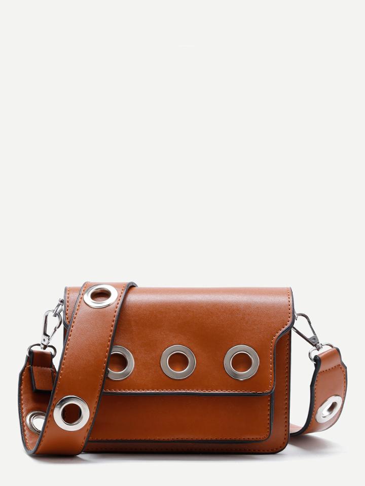 Shein Grommet Design Pu Shoulder Bag