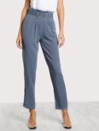 Shein Pleated Tailored Pants With Buckle Belt