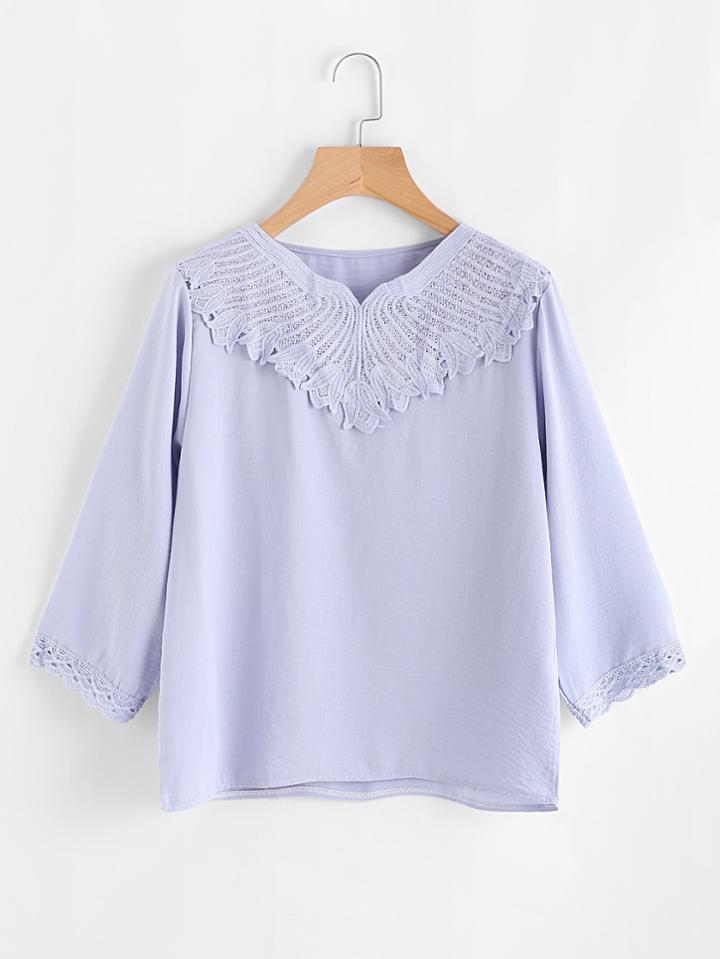 Shein Crochet Lace Paneled Blouse