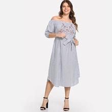 Shein Plus Embroidered Striped Dress