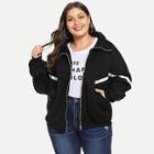 Shein Plus Contrast Striped Hooded Jacket