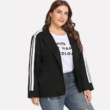Shein Plus Striped Panel Sleeve Blazer