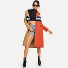 Shein Color-block Longline Coat