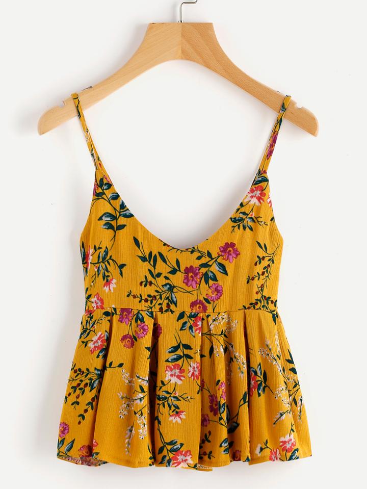 Shein Ditsy Print Frill Hem Cami Top