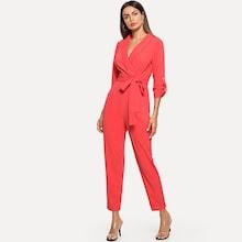 Shein Waist Belted Pocket Solid Jumpsuit