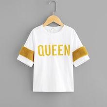 Shein Girls Faux Fur Embellished T-shirt
