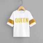 Shein Girls Faux Fur Embellished T-shirt