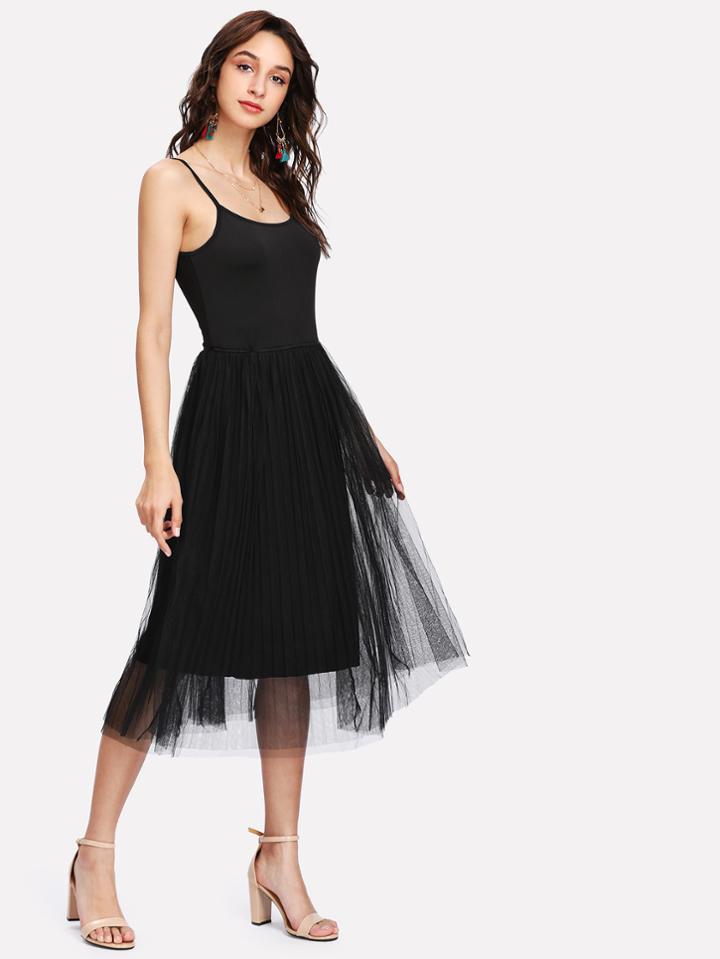 Shein Mesh Contrast Cami Dress