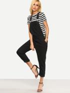 Shein Black Pocket Overall Jeans
