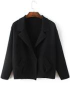 Shein Black Shawl Collar Hidden Button Sweater Coat