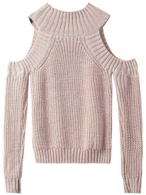 Shein Apricot Off The Shoulder Knit Sweater