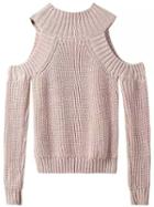 Shein Apricot Off The Shoulder Knit Sweater