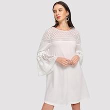 Shein Eyelet Crochet Lace Detail Frill Trim Dress