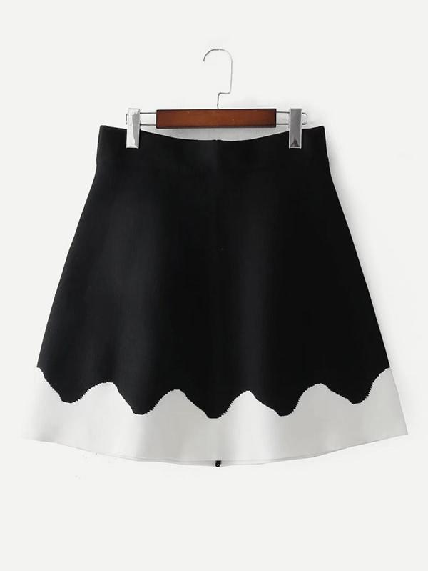 Shein Contrast Panel Knit Skirt