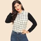 Shein Plaid Contrast Single Breasted Shirt