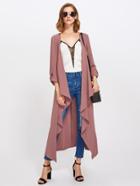 Shein Roll Up Sleeve Waterfall Coat