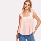 Shein Pearl Embellished Frill Trim Top