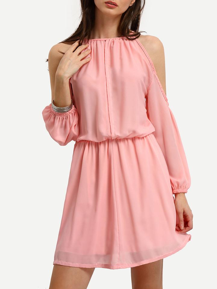 Shein Open Shoulder High Neck Skater Dress