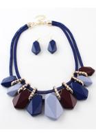 Shein Blue Ombre Gemstone Necklace With Earrings