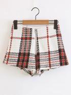 Shein Zipper Up Tweed Plaid Shorts