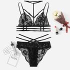 Shein Harness Detail Lace Lingerie Set With Choker