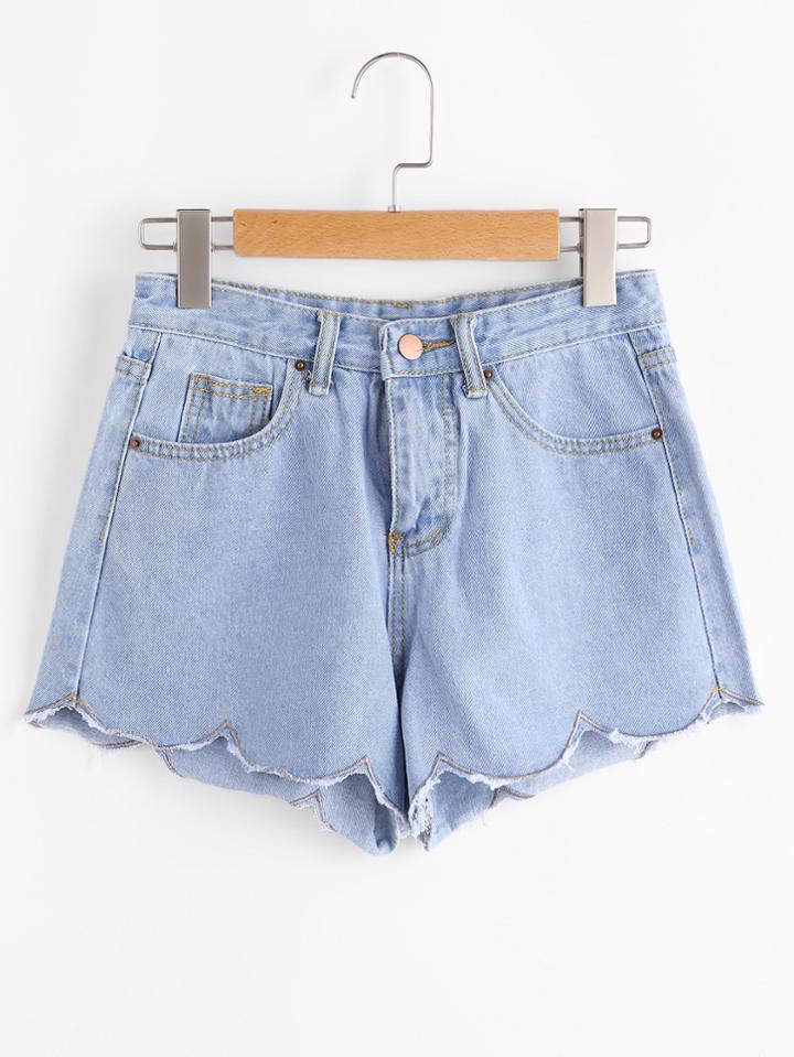 Shein Chervon Hem Denim Shorts
