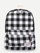 Shein Gingham Print Double Zipper Backpack