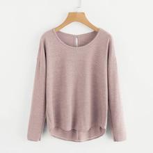 Shein Keyhole Back Dip Hem Tee
