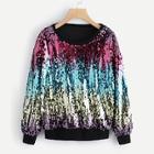 Shein Contrast Sequin Round Neck Sweatshirt