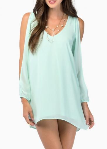Rosewe Comfy V Neck Long Sleeve Off The Shoulder Mini Dress