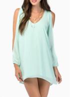 Rosewe Comfy V Neck Long Sleeve Off The Shoulder Mini Dress